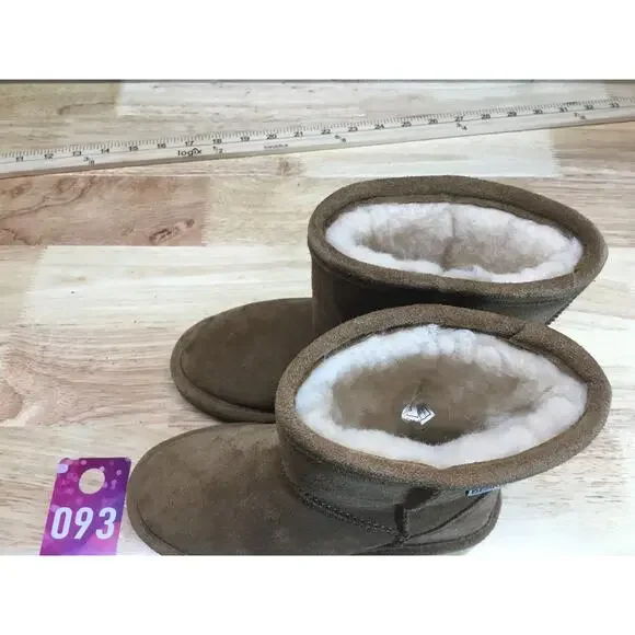 Bearpaw Bootie Youth 1 Brown Suede Pull On Mid-Calf Round Toe Outdoor Boots - Picture 5 of 9